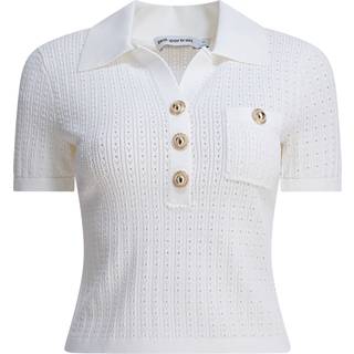 Self-Portrait Pointelle polo shirt - white - L