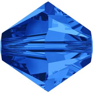 100 stk. Adabele ?strigsk 10 mm facetteret bicone krystalperler safirbl? kompatibel med Swarovski krystaller preciosa 5301/5328 SSB1013