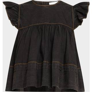 Ganni Gathered peplum denim top - blue - DE 34