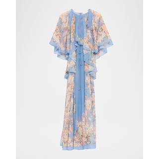Zimmermann Cascadian cotton and silk georgette maxi dress - blue - XXS