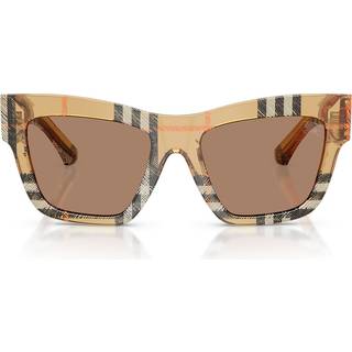 Burberry Kvinde BE4449 414673 Solbriller Acetat Brun Brun Firkantet Normal
