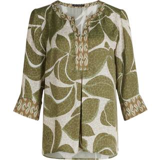 Printbluse - Satin Viskose - Grøn 38