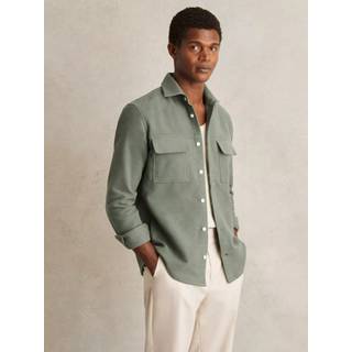 Reiss Reiss Green Camber Moleskin-Cotton Twin-Pocket Overshirt