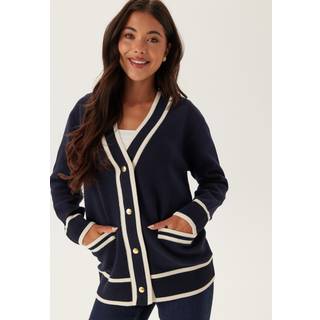 GANT Dame Cardigan med kontrastfarvet strik (L)