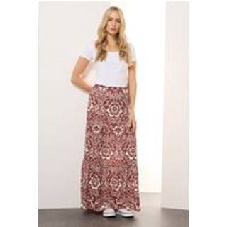 Lts Tall Red Floral Print Tiered Maxi Skirt 20 Lts | Tall Women's Maxi Skirts
