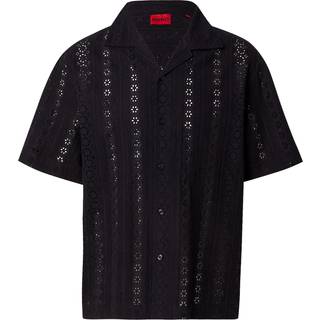 Skjorte med oversize fit i bomuld med broderie anglaise