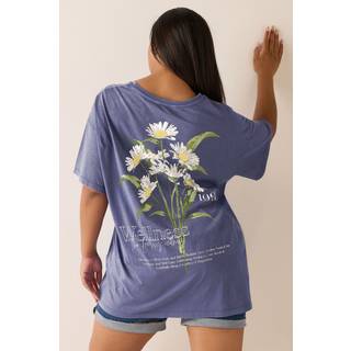 Yours Curve Yours Curve Blue Printed T-Shirt