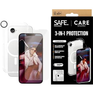 CARE By PanzerGlass iPhone 16e 3-i-1 FASHION Bundle - Skærmbeskyttelse (UWF) / Bagsidecover / Kamerabeskyttelse - Gennemsigtig / Hvid