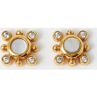 Accessorize Accessorize 14ct Gold Diamanté Flower Stud Earrings