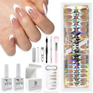 SXC Cosmetics French Tip Tryk på Nails Brown Series Medium Almond X-Pro Tips Starter Kit