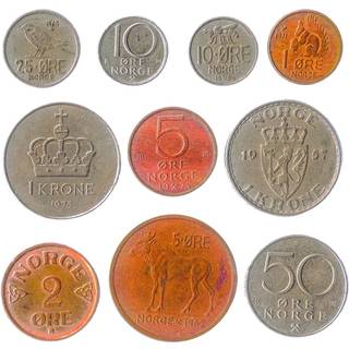 Norge 10 blandede m?nter | Malm | Kroner | Skandinavisk valuta | Norsk pengeindsamling siden 1958