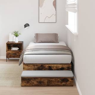 Seng Med Opbevaring Med Skuffe Røget Eg 226,5 X 75 X 31,5 Cm