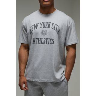 Mens Grey MAN Active New York Athletics Oversized T-Shirt
