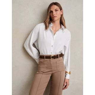 Reiss Reiss White Callie Cotton Button-Through Oxford Shirt