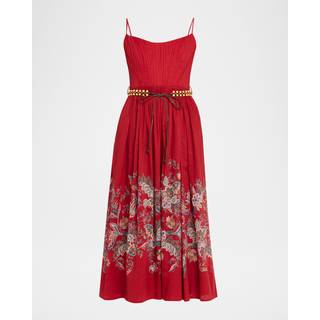 Zimmermann Rhiannon gathered paisley cotton midi dress - red - M