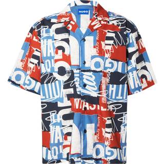 HUGO Blue Eligino Short Sleeve Shirt Navy