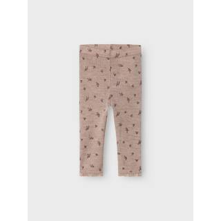 Name It Leggings Shadow Gary Med Blomsterprint i Merinould - Str. 0m 50cm