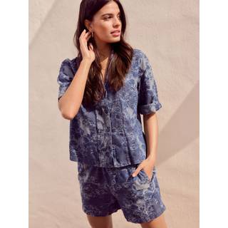 Next Blue Floral Jacquard 100% Cotton Pullon Lighweight Denim Shorts