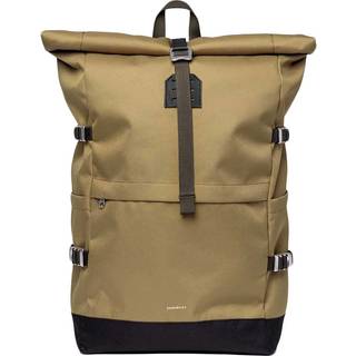 Sandqvist Icon Rolltop Backpack L - Olive Drab with Black Leather - One Size