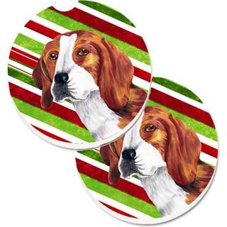 """" Caroline's Treasures Beagle Candy Cane Holiday Christmas Set med 2 Cup Holder Car Coasters SC9329Carc 2.56 Multicolor """"