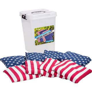 Triumph Sports Triumph Patriotic Stars and Stripes 16 Oz. Cornhole -poser - Inkluderer 8 Duck -klud Cornhole -poser og opbevaringskar