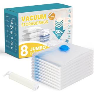 Vakuumopbevaringsposer 8-Jumbo Space Saver Vakuumopbevaringsposer Vakuumforseglingsposer til bekldning Tjdyner og tpper
