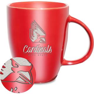 Rico Industries NCAA Ball State Cardinals Sunburst Red 18oz laser indgraveret keramisk glans krus