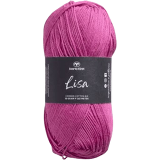 Svarta Fåret Lisa 043 Rødbedepink Indhold: 100% kæmmet bomuld Vægt/længde: 50 g = ca. 165 meter Anbefalede Pinde: 3mm Strikkefasthed: 10 cm = 28 m Vask: Maskinvask ved 40℃ / Tåler ikke tørretumbling.