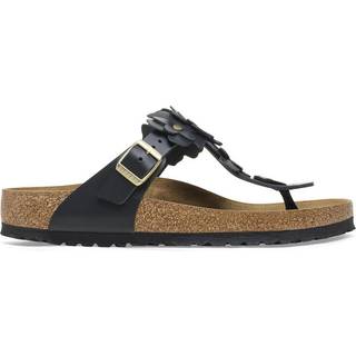 Birkenstock Birkenstock Black Gizeh Flowers Smooth Leather Sandals