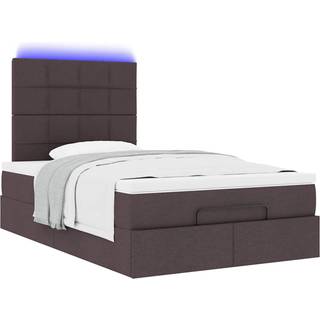 Osmannisk Sengeramme Med Madras Stof Mørkebrun - Blok med firkanter / 120 x 200 cm