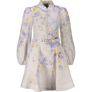 Zimmermann Floral balloon-sleeve linen minidress - white - XL
