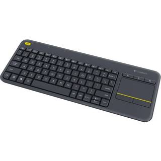 Logitech K400 Plus Ergonomic Wireless Touch - Tastatur - Nordisk - Sort