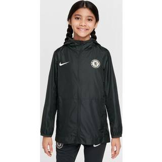 Chelsea FC Academy Pro Nike-fodboldregnjakke med hætte til større børn - grøn - S