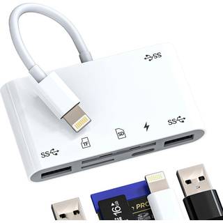 NÖRDIC Lightning Kortlæser 2 Slot SD, MicroSD 3xUSB-A 1xLightning-opladning UHS-I