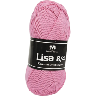Svarta Fåret Lisa 044 Slikpink Indhold: 100% kæmmet bomuld Vægt/længde: 50 g = ca. 165 meter Anbefalede Pinde: 3mm Strikkefasthed: 10 cm = 28 m Vask: Maskinvask ved 40℃ / Tåler ikke tørretumbling.