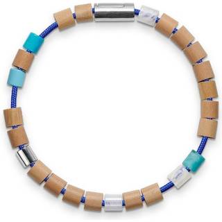 Black Sun BLUE HAWAII armbånd i blå nylon og perler m. sølvlås