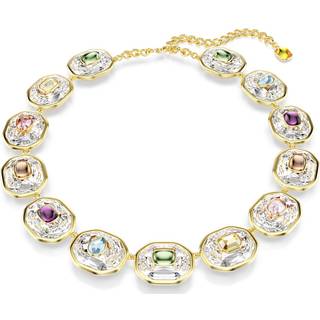 Chroma Tennis Halskette, Oktagon-Schliff, Mehrfarbig, Goldlegierungsschicht