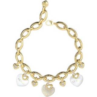 Guess JUBB05204JWYGWHS Damenarmband Hearts Weiß Goldfarben 20,5 cm