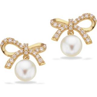 Scrouples øreringe sløjfe perle/cubic zirkonia i forgyldt