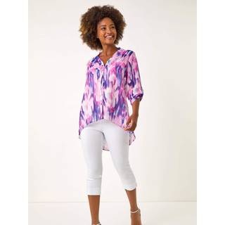 Roman Roman Purple Blurred Print Frill Blouse