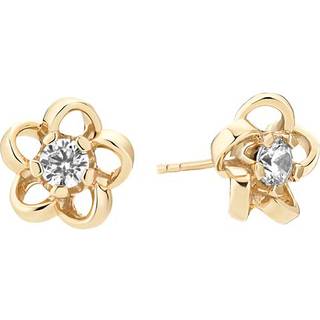 Lund Copenhagen øreringe i 8 karat guld - blomst med cubic zirkonia