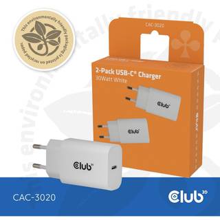 CLUB 3D 2-Pack Usb C Charger 30 Watt