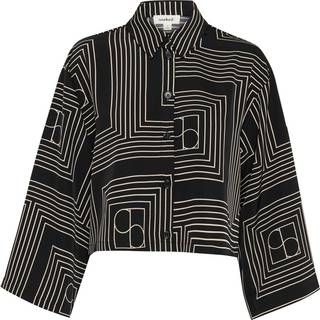 Soaked In Luxury Sltopaz Shirt Ls Bluser 30408446 Black W Oatmeal Monogram (MEDIUM)