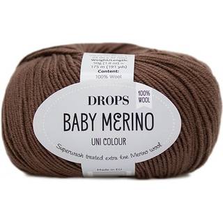 DROPS BABY Merino 52 Chokolade (Uni Colour) Indhold: 100% extra fine Merino uld Garngruppe: A (23 - 26 masker) / 5 ply / sport Vægt/længde: 50 gram = ca. 175 meter Anbefalede pinde: 3 mm Strikkefasthed: 10 x 10 cm = 24 m x 32 p Maskinvask, Finvask 40ºC / Brug aldrig skyllemiddel / Tørres fladt.