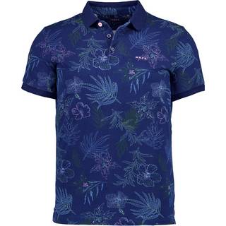 N.Z.A. Herren Polo-Shirt blau geblümt