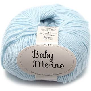 DROPS BABY Merino 11 Isblå (Uni Colour) Indhold: 100% extra fine Merino uld Garngruppe: A (23 - 26 masker) / 5 ply / sport Vægt/længde: 50 gram = ca. 175 meter Anbefalede pinde: 3 mm Strikkefasthed: 10 x 10 cm = 24 m x 32 p Maskinvask, Finvask 40ºC / Brug aldrig skyllemiddel / Tørres fladt.