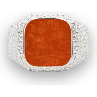 IX Crunchy Cushion Amber Enamel Ring Silver
