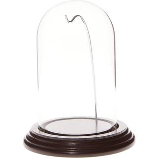 Plymor 3 """" X 5 """" Watch Glass Display Dome Cloche (Dark Mahogy Finer Base & Silver Wire)