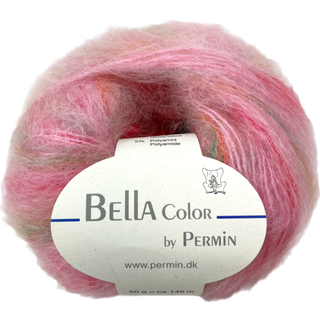 Bella Permin garn - Mohairgarn med uldgarn & polyamid - fv 883177 Lyserød/Pink/Grøn