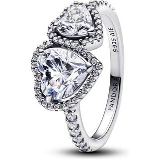 Pandora Double Sparkling Halo Hearts Ring - 52 - Silver